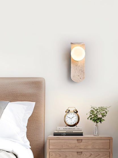 Solis Curve Wall Lamp Dia 3.5″ x H 9.8″ / Dia 9cm x H 25cm / Yellow Travertine 1001 Wall lamp