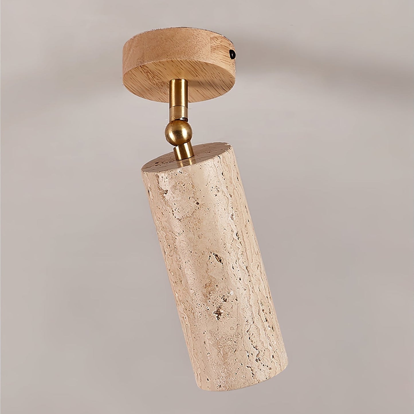 Solis Stone Spotlight ? 2.6″ x H 6.3″ / Wood Color & Yellow Travertine / Warm Light 1001 Ceiling lamp
