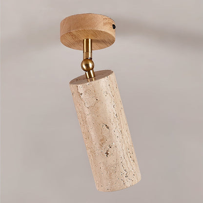 Solis Stone Spotlight ? 2.6″ x H 6.3″ / Wood Color & Yellow Travertine / Warm Light 1001 Ceiling lamp