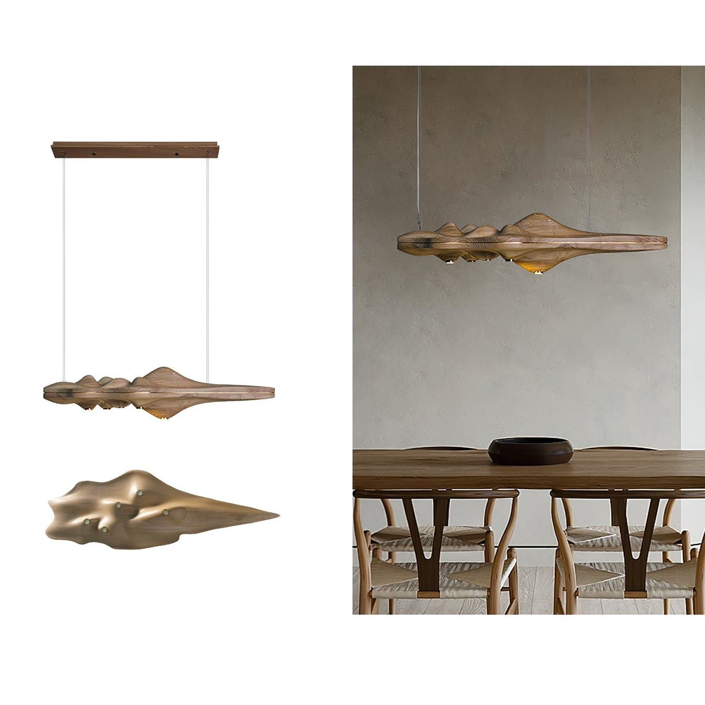 Solitude Pendant Lamp L 33.5″ x W 11.8″ x H 7.9″ / Light Wood Color / Model A Pendant light