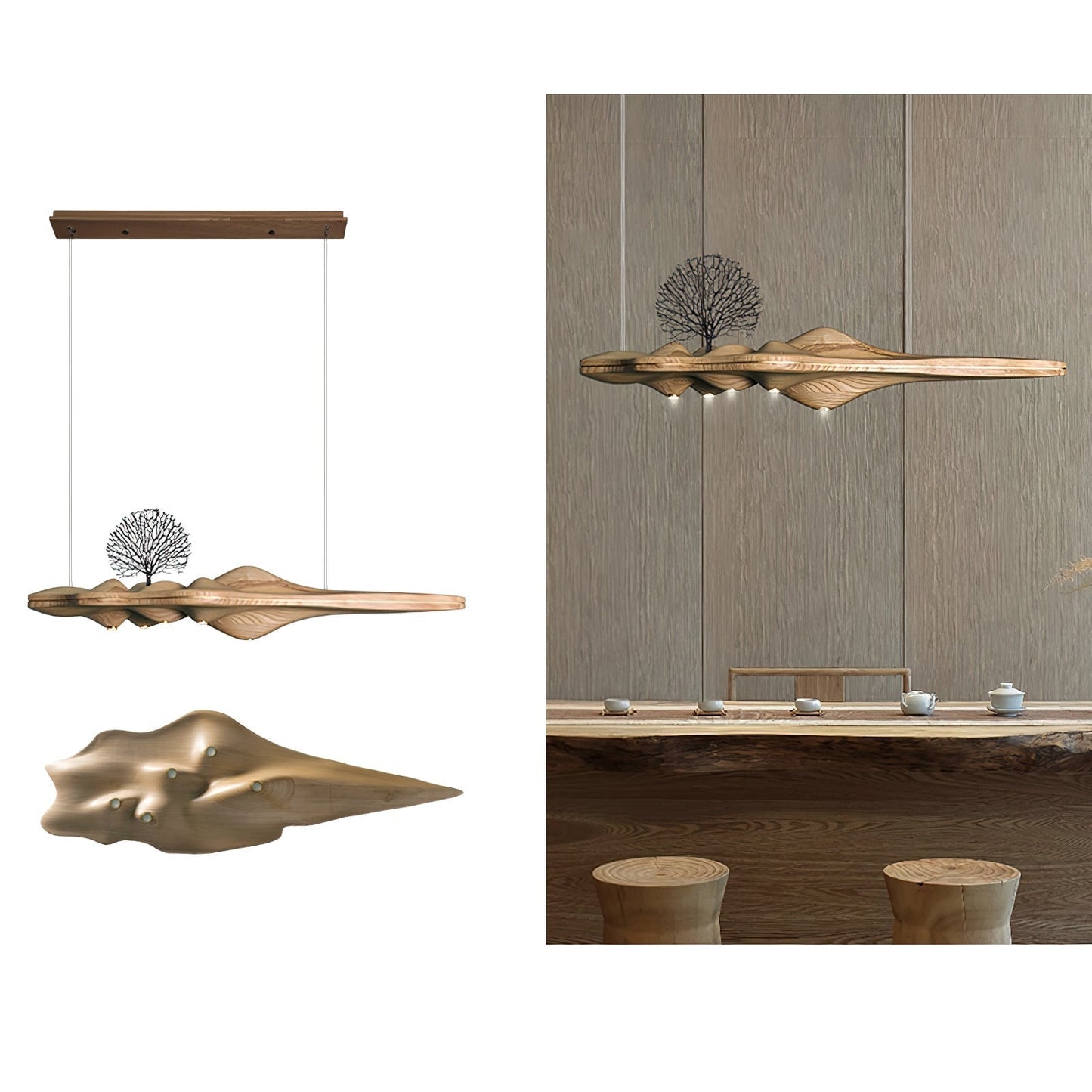 Solitude Pendant Lamp L 47.2″ x W 15.7″ x H 9.1″ / Light Wood Color / Model B Pendant light