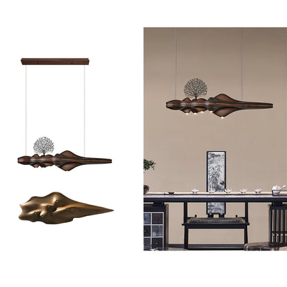 Solitude Pendant Lamp L 33.5″ x W 11.8″ x H 7.9″ / Dark Wood Color / Model B Pendant light
