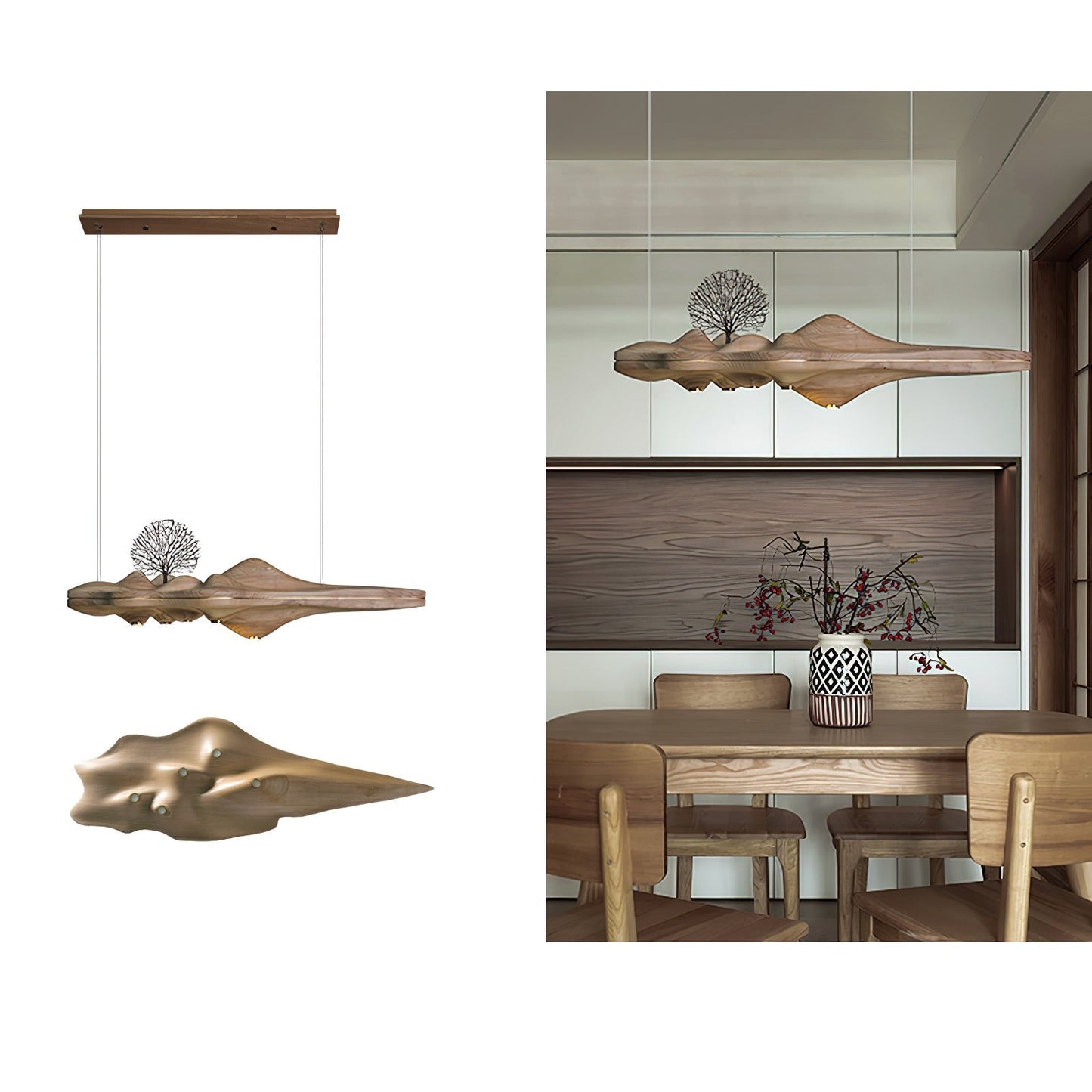 Solitude Pendant Lamp L 33.5″ x W 11.8″ x H 7.9″ / Light Wood Color / Model B Pendant light