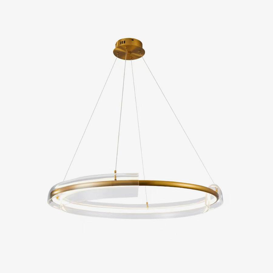 Solstice LED Chandelier ? 23.6″ x H 59″ / Dia 60cm x H 150cm / Gold + Clear / Warm Light Chandelier