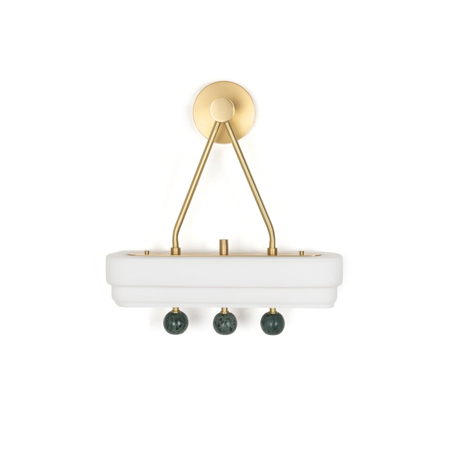 Spate Wall light ? 15.7″ x H 15.7″ / Dia 40cm x H 40cm / Brushed Brass & White Glass & Green Marble / Warm White Wall