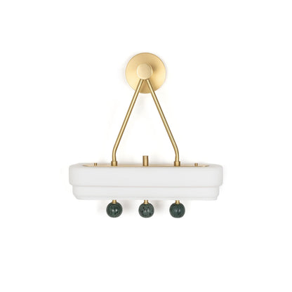 Spate Wall light ? 15.7″ x H 15.7″ / Dia 40cm x H 40cm / Brushed Brass & White Glass & Green Marble / Warm White Wall