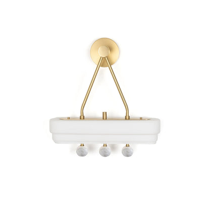 Spate Wall light ? 15.7″ x H 15.7″ / Dia 40cm x H 40cm / Brushed Brass & White Glass & White Marble / Warm White Wall