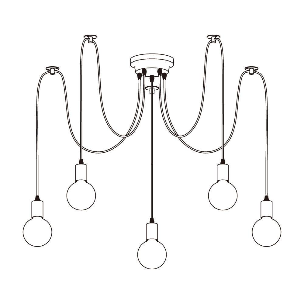 Spider Ceiling Chandelier 5heads Dia 5.9″ / Dia 15cm / Black Chandelier
