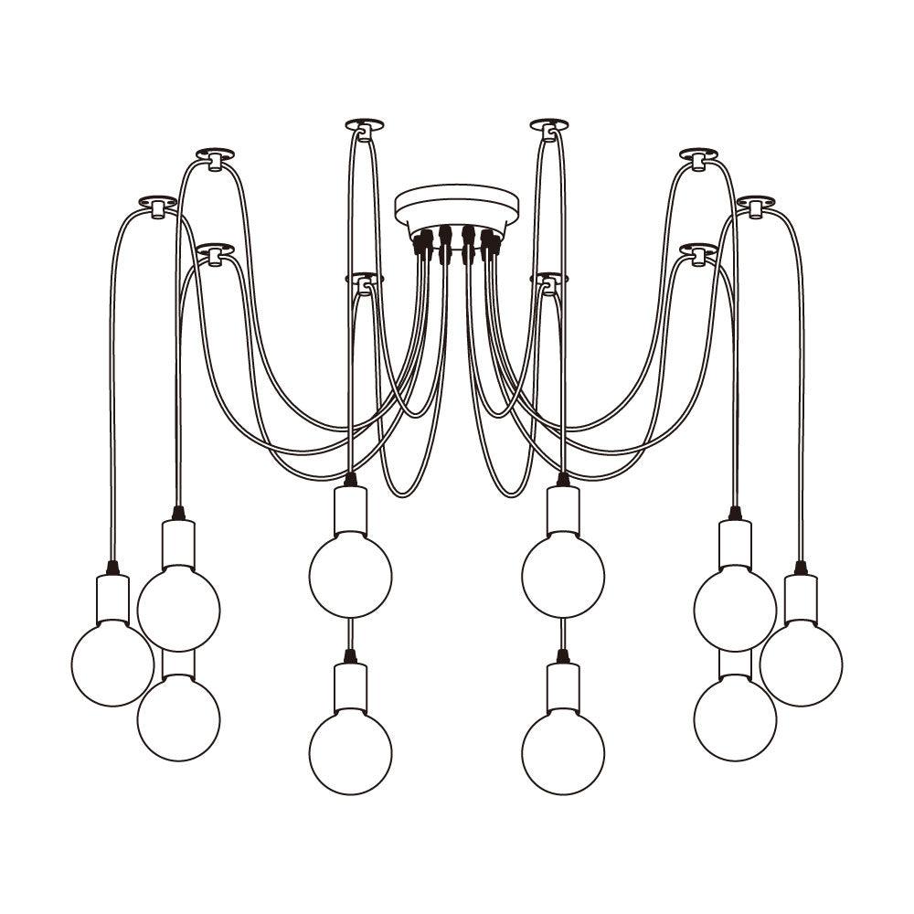 Spider Ceiling Chandelier 10heads Dia 7.8″ / Dia 20cm / Black Chandelier