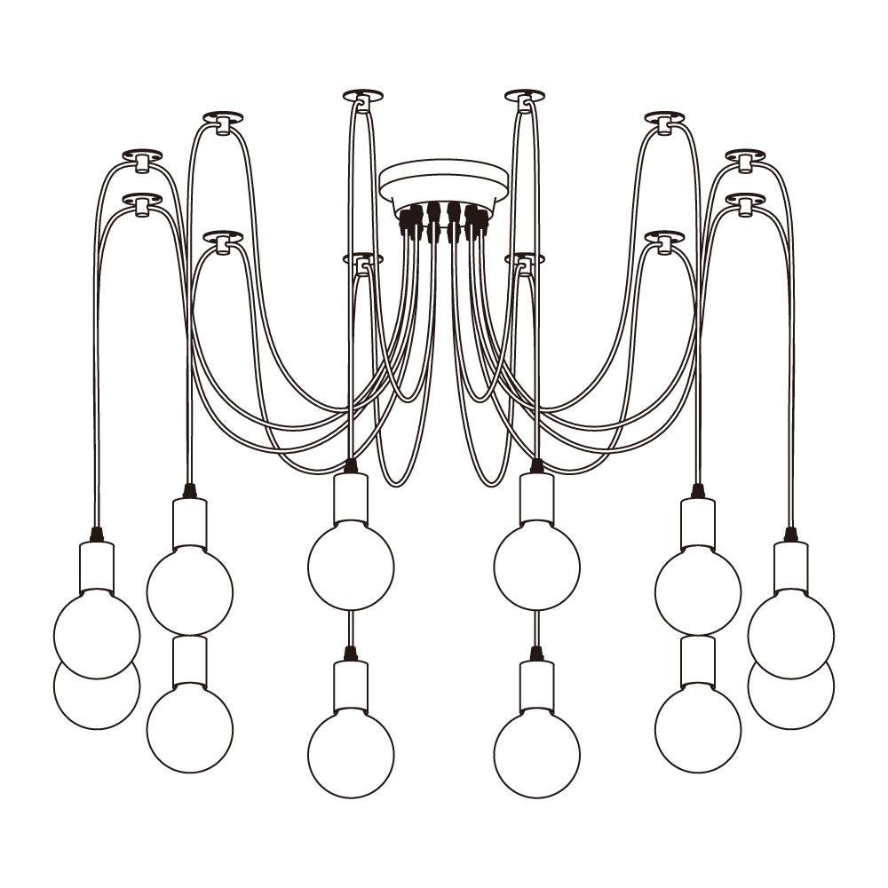 Spider Ceiling Chandelier 12heads Dia 7.8″ / Dia 20cm / Black Chandelier