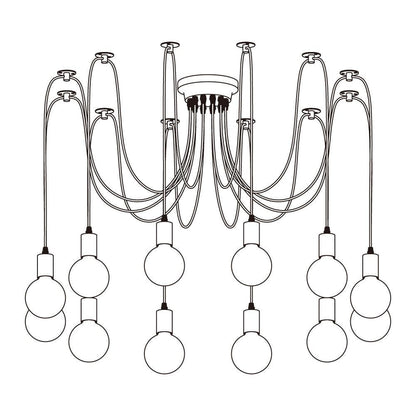 Spider Ceiling Chandelier 12heads Dia 7.8″ / Dia 20cm / Black Chandelier