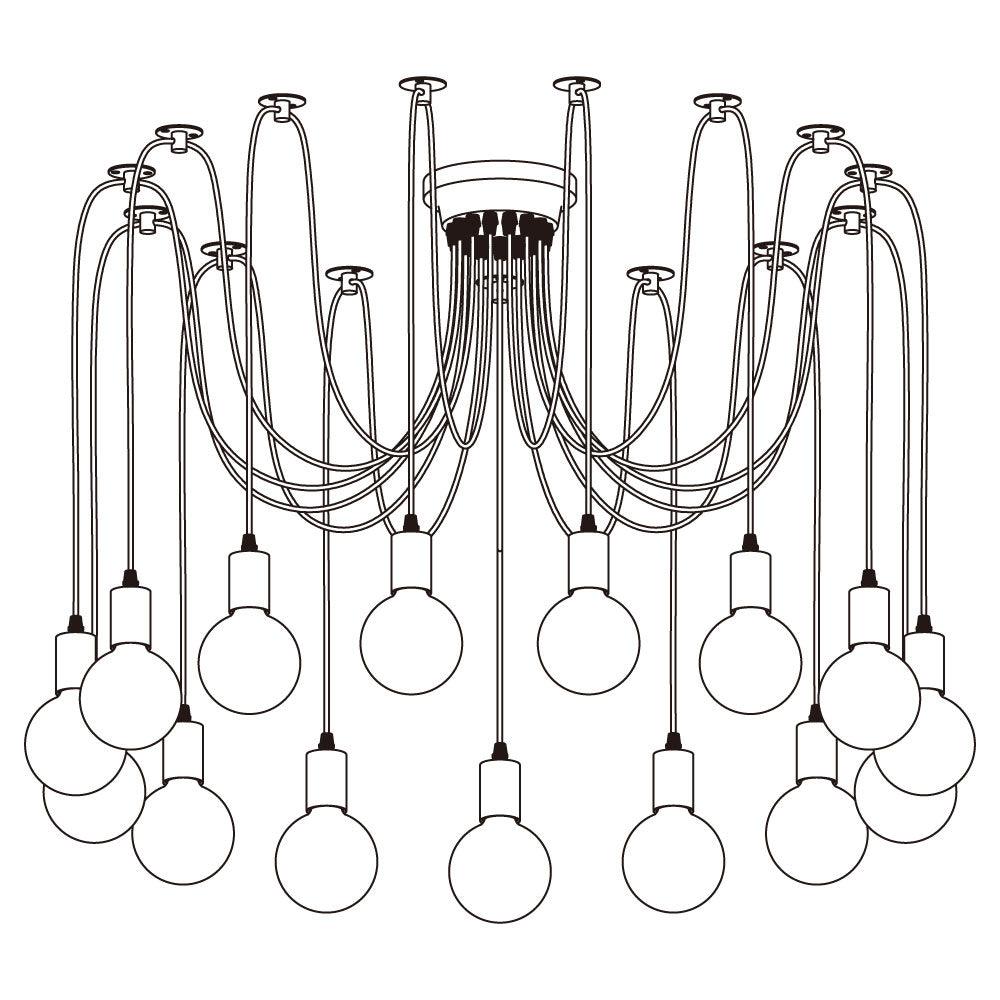Spider Ceiling Chandelier 15heads Dia 7.8″ / Dia 20cm / Black Chandelier