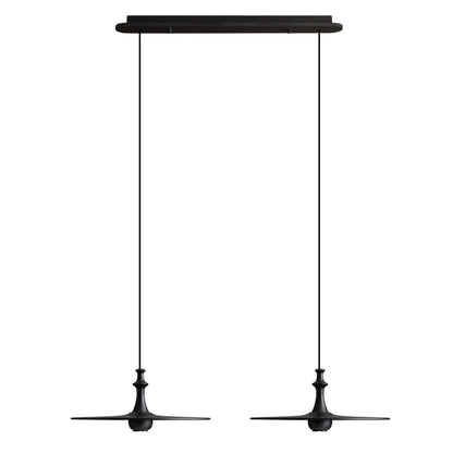 Spindle Disc Pendant Lamp Long canopy 2 heads: L 29.9″ x H 59.1″ / Black Pendant light