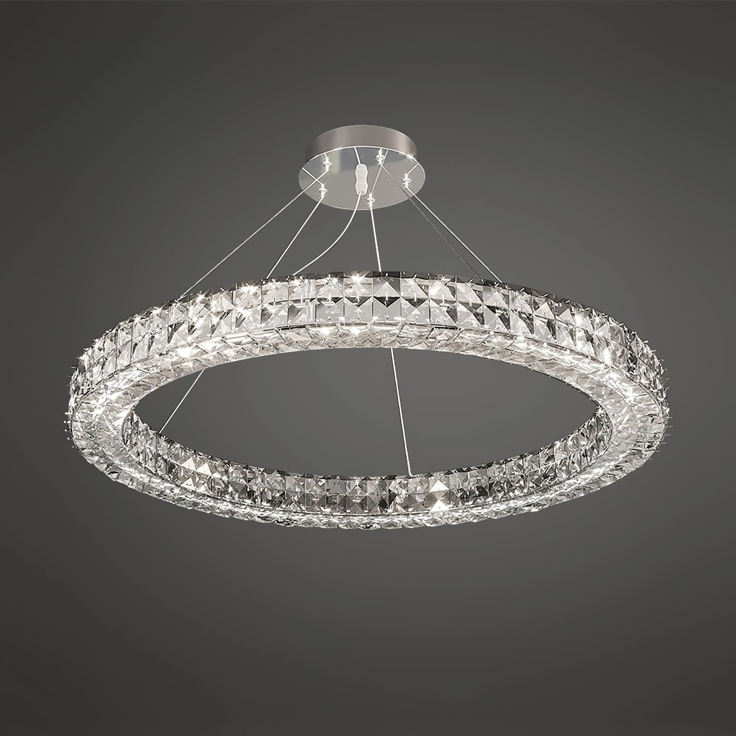 Spiridon Chandelier Dia 31.5″ x H 59″ / Dia 80cm x H 150cm / Silver / Warm White Chandelier