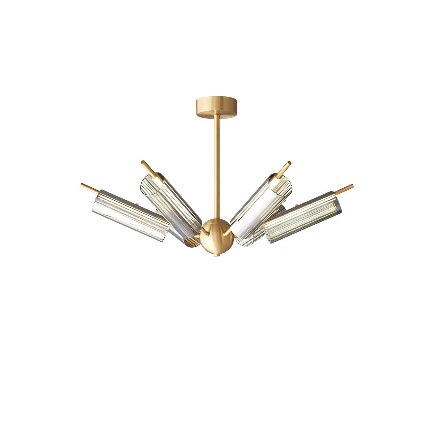 Sputnik Brass Chandelier Model B 6 Heads Dia 31.1″ x H 7.9″ / Dia 79cm x H 20cm / Brass & Smoke gray / Warm Light