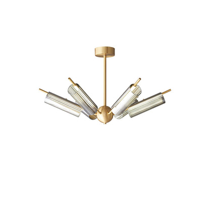Sputnik Brass Chandelier Model B 6 Heads Dia 31.1″ x H 7.9″ / Dia 79cm x H 20cm / Brass & Smoke gray / Warm Light