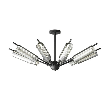 Sputnik Brass Chandelier Model B 10 Heads Dia 39.4″ x H 7.9″ / Dia 100cm x H 20cm / Black & Smoke gray / Warm Light