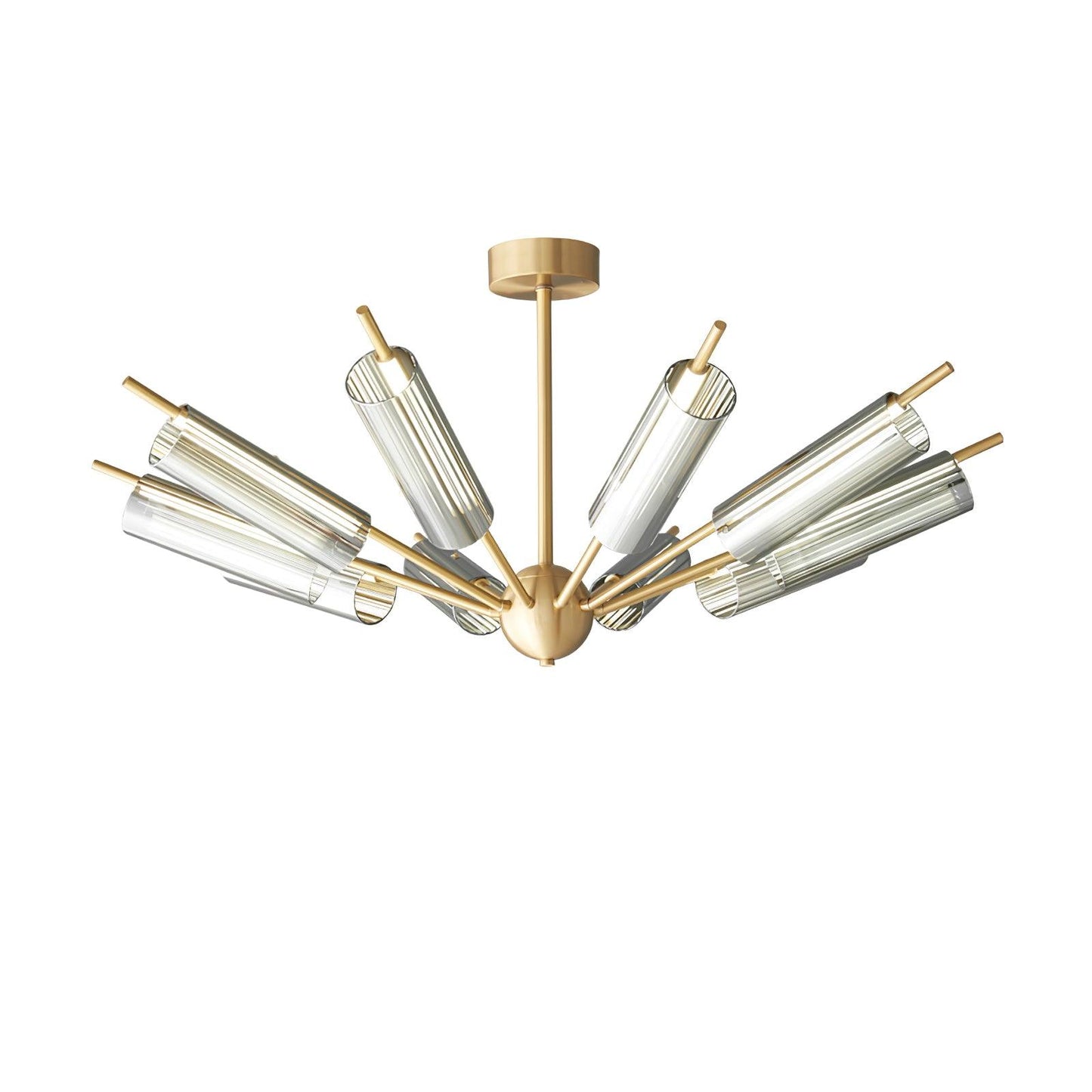 Sputnik Brass Chandelier Model B 10 Heads Dia 39.4″ x H 7.9″ / Dia 100cm x H 20cm / Brass & Smoke gray / Warm Light