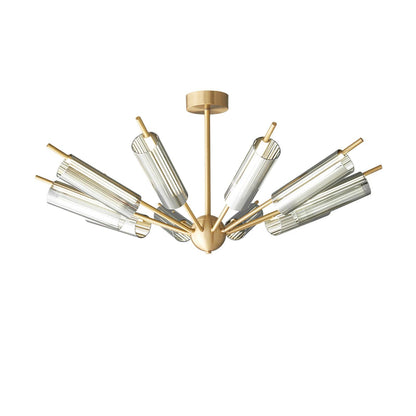 Sputnik Brass Chandelier Model B 10 Heads Dia 39.4″ x H 7.9″ / Dia 100cm x H 20cm / Brass & Smoke gray / Warm Light