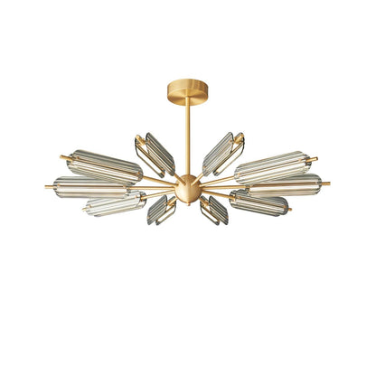 Sputnik Brass Chandelier Model A 10 Heads Dia 39.4″ x H 4.7″ / Dia 100cm x H 12cm / Brass & Smoke gray / Warm Light