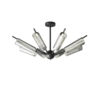 Sputnik Brass Chandelier Model B 6 Heads Dia 35″ x H 7.9″ / Dia 89cm x H 20cm / Black & Smoke gray / Warm Light Chandelier
