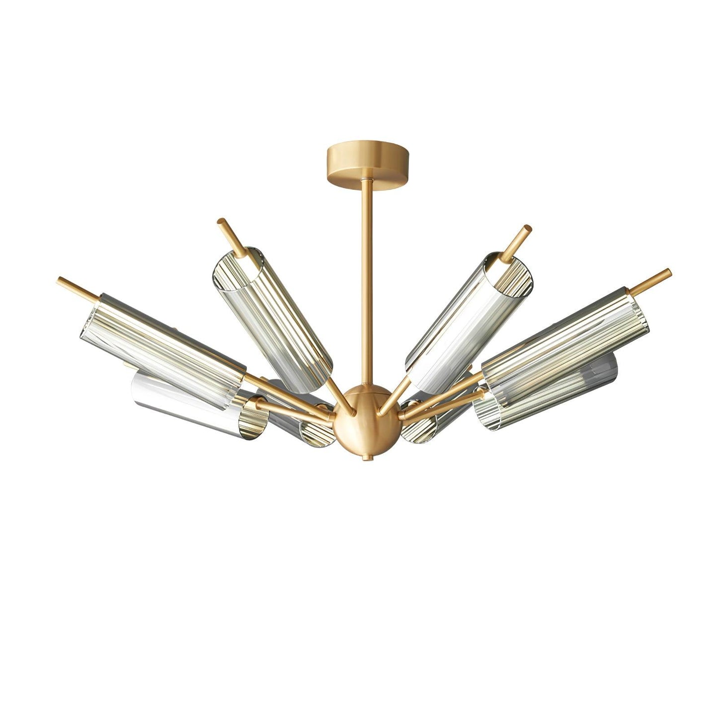 Sputnik Brass Chandelier Model B 6 Heads Dia 35″ x H 7.9″ / Dia 89cm x H 20cm / Brass & Smoke gray / Warm Light Chandelier