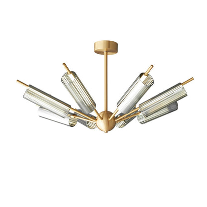 Sputnik Brass Chandelier Model B 6 Heads Dia 35″ x H 7.9″ / Dia 89cm x H 20cm / Brass & Smoke gray / Warm Light Chandelier