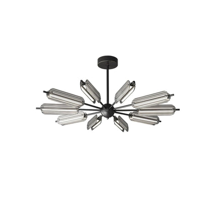 Sputnik Brass Chandelier Model A 10 Heads Dia 39.4″ x H 4.7″ / Dia 100cm x H 12cm / Black & Smoke gray / Warm Light