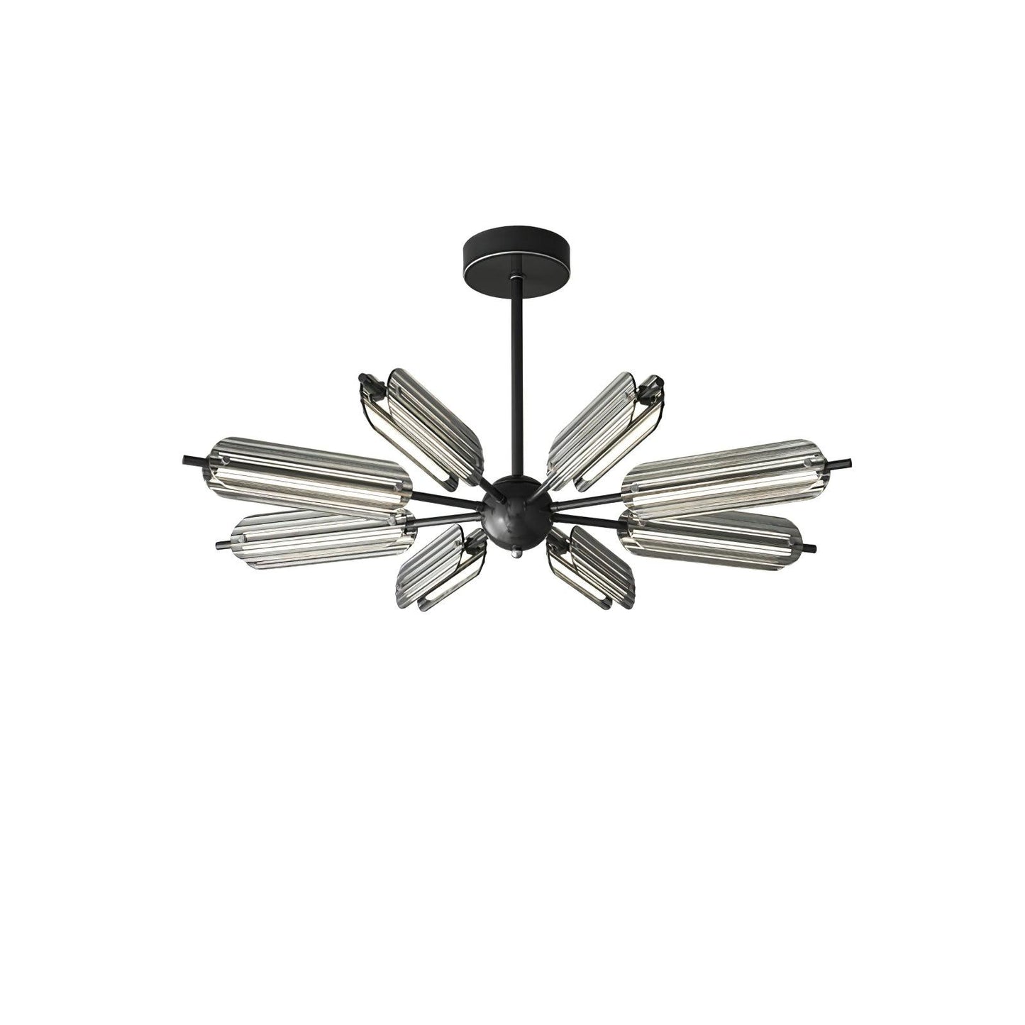 Sputnik Brass Chandelier Model A 8 Heads Dia 35.4″ x H 4.7″ / Dia 90cm x H 12cm / Black & Smoke gray / Warm Light