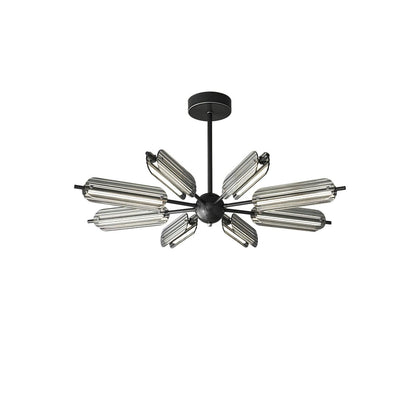 Sputnik Brass Chandelier Model A 8 Heads Dia 35.4″ x H 4.7″ / Dia 90cm x H 12cm / Black & Smoke gray / Warm Light