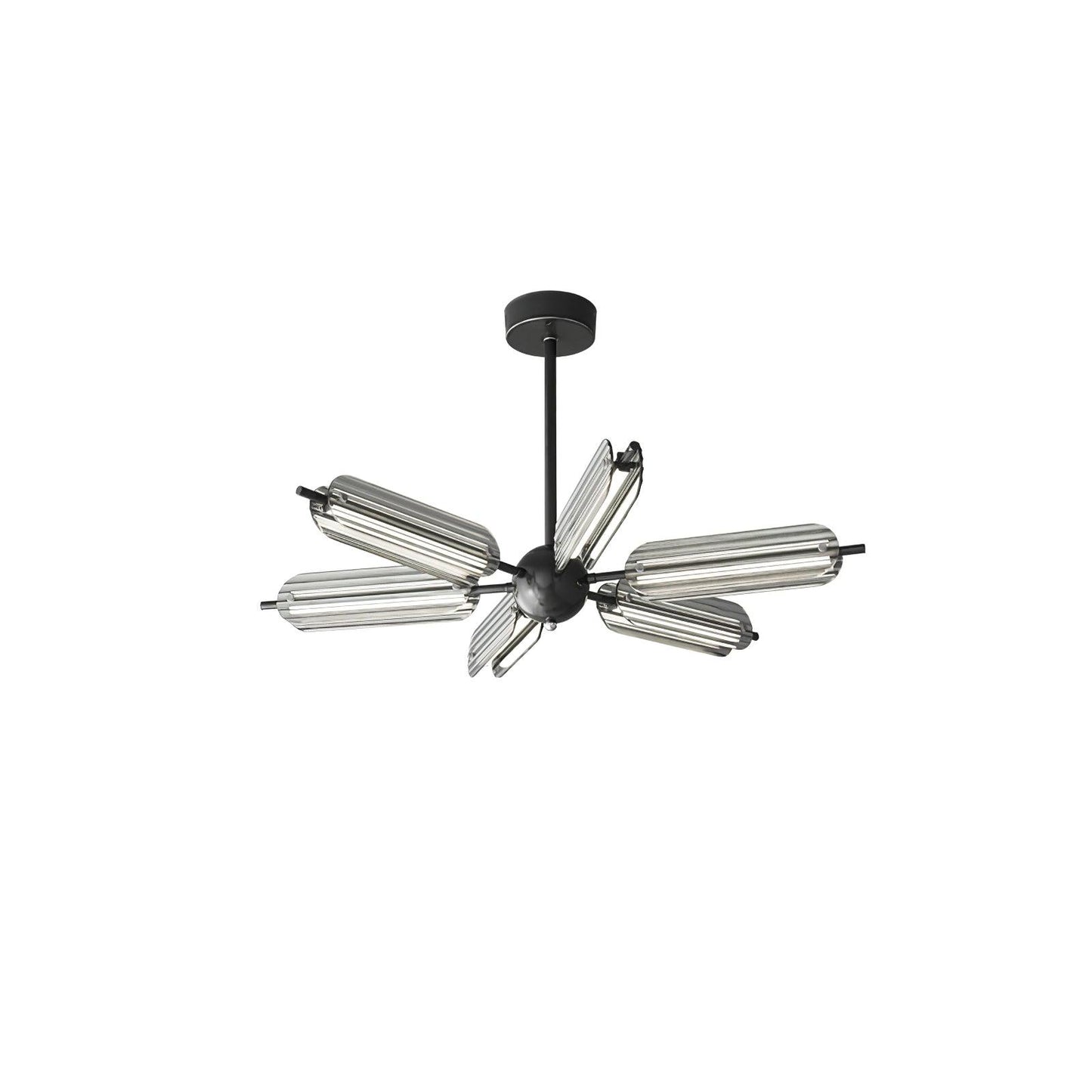 Sputnik Brass Chandelier Model A 6 Heads Dia 31.5″ x H 4.7″ / Dia 80cm x H 12cm / Black & Smoke gray / Warm Light