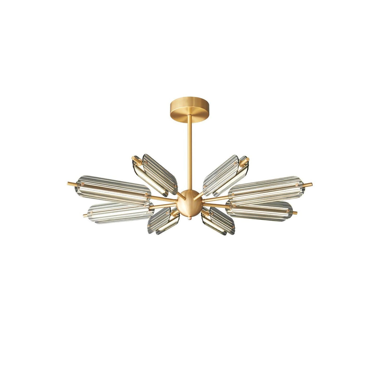Sputnik Brass Chandelier Model A 8 Heads Dia 35.4″ x H 4.7″ / Dia 90cm x H 12cm / Brass & Smoke gray / Warm Light