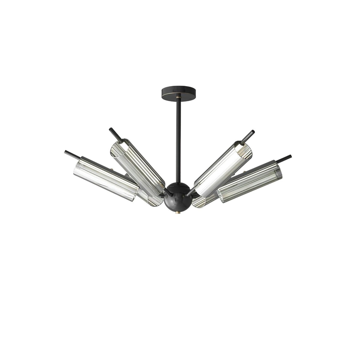 Sputnik Brass Chandelier Model B 6 Heads Dia 31.1″ x H 7.9″ / Dia 79cm x H 20cm / Black & Smoke gray / Warm Light