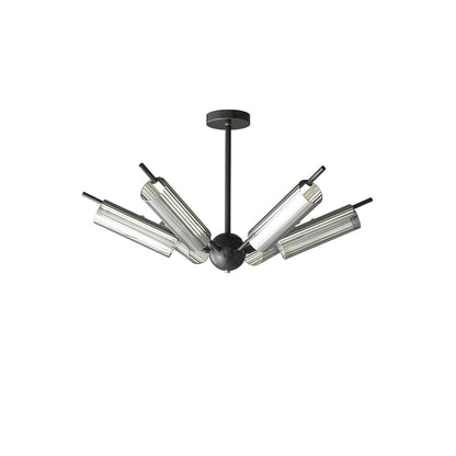 Sputnik Brass Chandelier Model B 6 Heads Dia 31.1″ x H 7.9″ / Dia 79cm x H 20cm / Black & Smoke gray / Warm Light