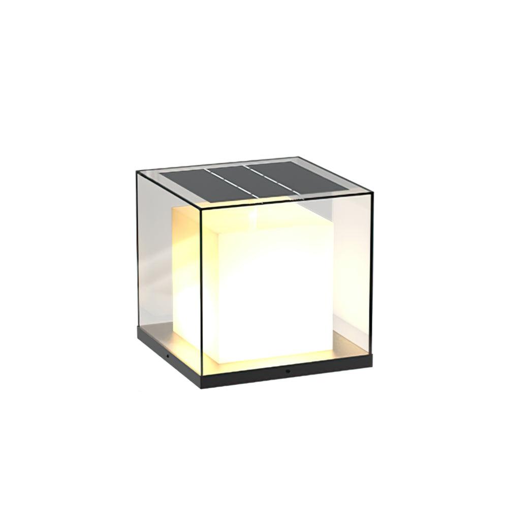 Square Box Outdoor Post Light ? 15.7″ x H 15.7″ / Dia 40cm x H 40cm / Model B: Solar-Powered Version / Warm Light Table
