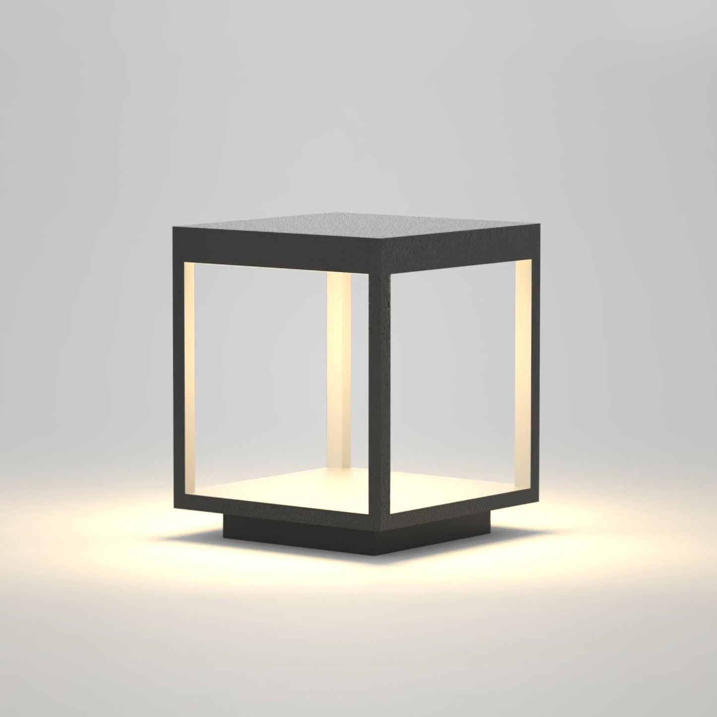 Square Frame Post Outdoor Light L 11.8″ x W 11.8″ x H 12.6″ / L 30cm x W 30cm x H 32cm / Black / Warm Light Table lamp