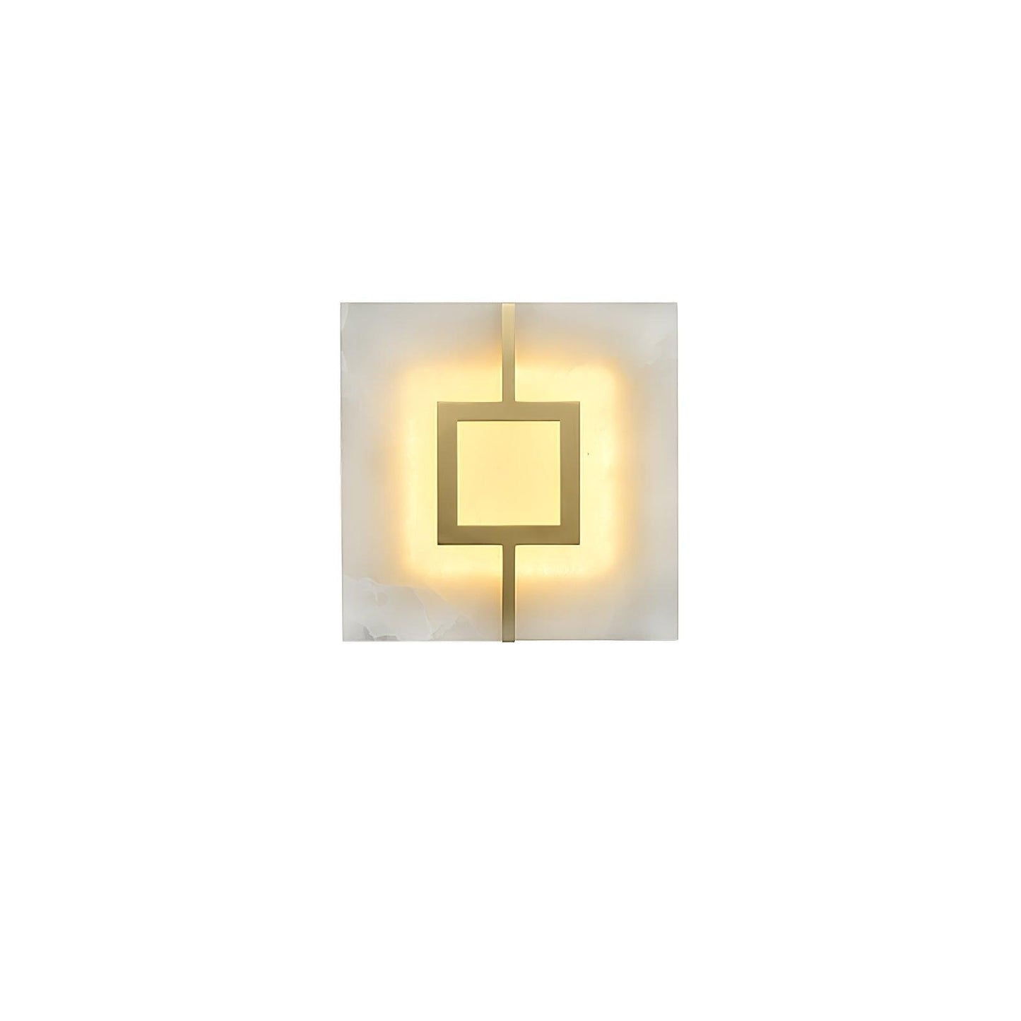 Square Marble Wall Lamp W 7.9″ x H 7.9″ / W 20cm x H 20cm / Brass & White / Warm Light Wall lamp