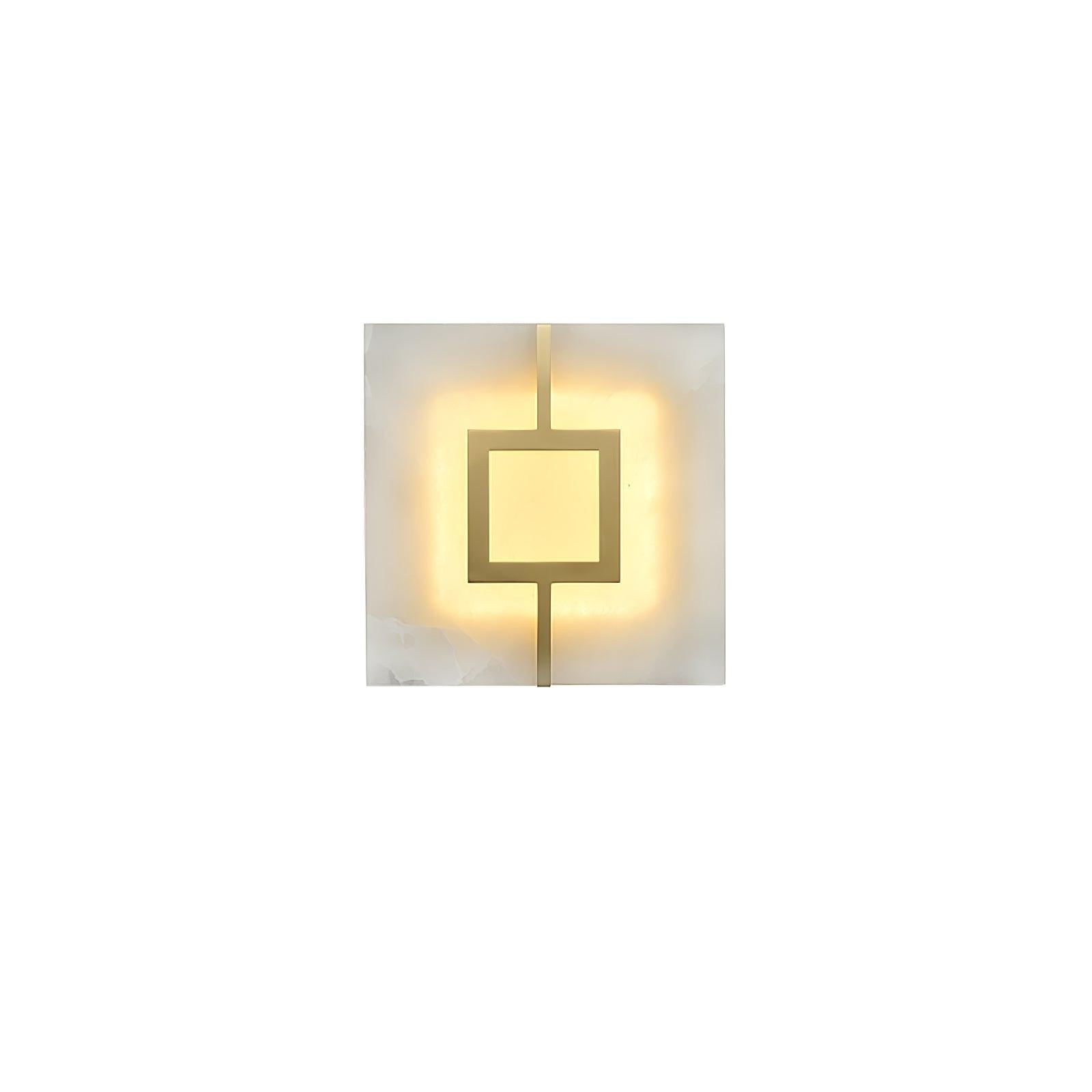 Square Marble Wall Lamp W 7.9″ x H 7.9″ / W 20cm x H 20cm / Brass & White / Warm Light Wall lamp
