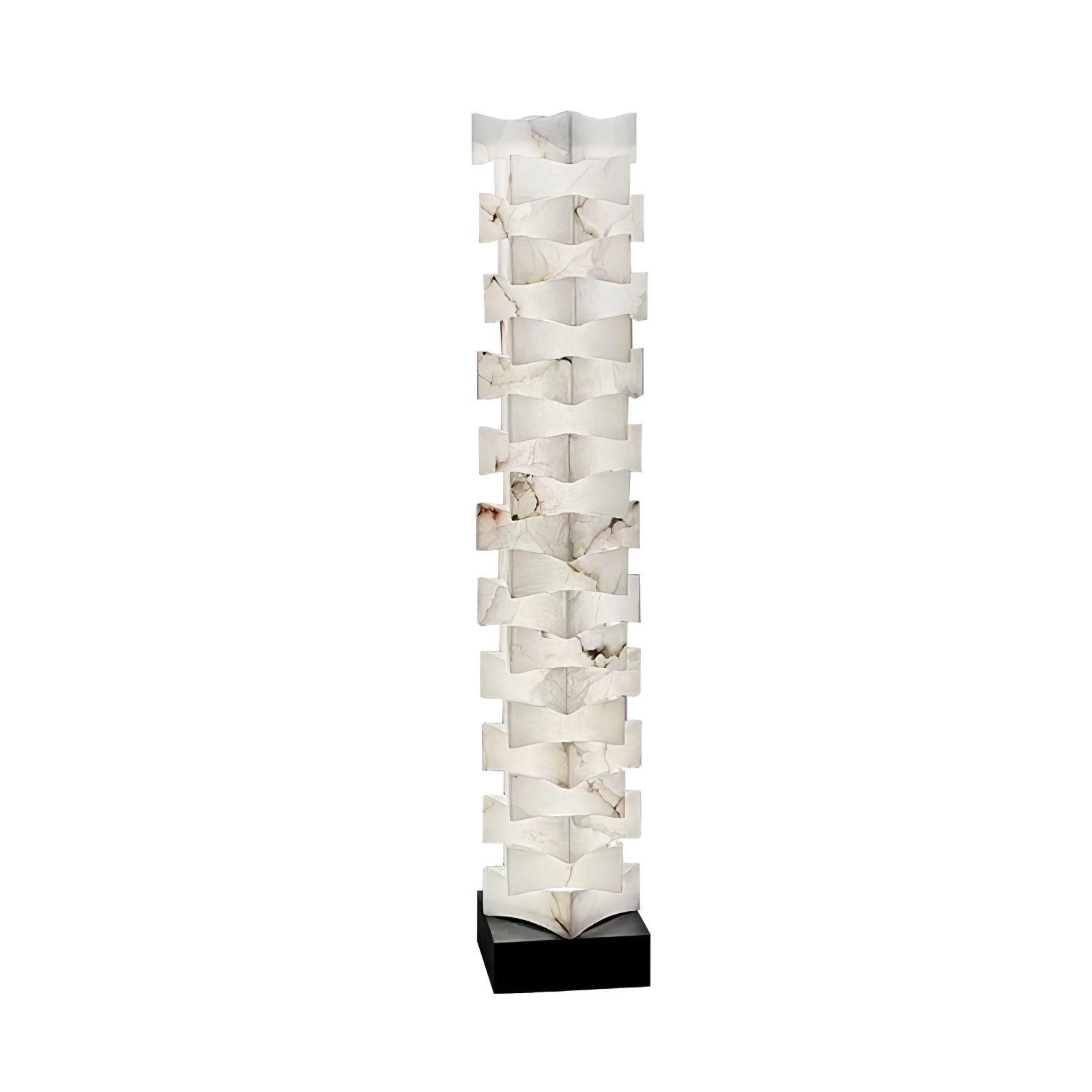 Stacked Alabaster Squares Floor Lamp L 11″ x W 7.1″ x H 63″ / L 28cm x W 18cm x H 160cm / Warm Light / US Plug Floor