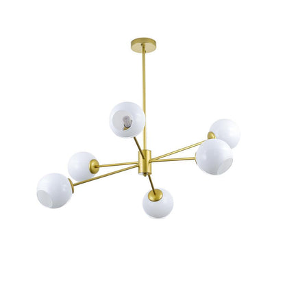 Staggered Glass 6 Light Chandelier Dia 37″ x H 18.9″ / Dia 94cm x H 55cm / Golden Chandelier