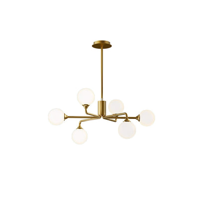 Staggered Glass Globes Chandelier 6 heads: ? 25.6 x H 11″ / Dia 65cm x H 28cm / Gold & White Chandelier