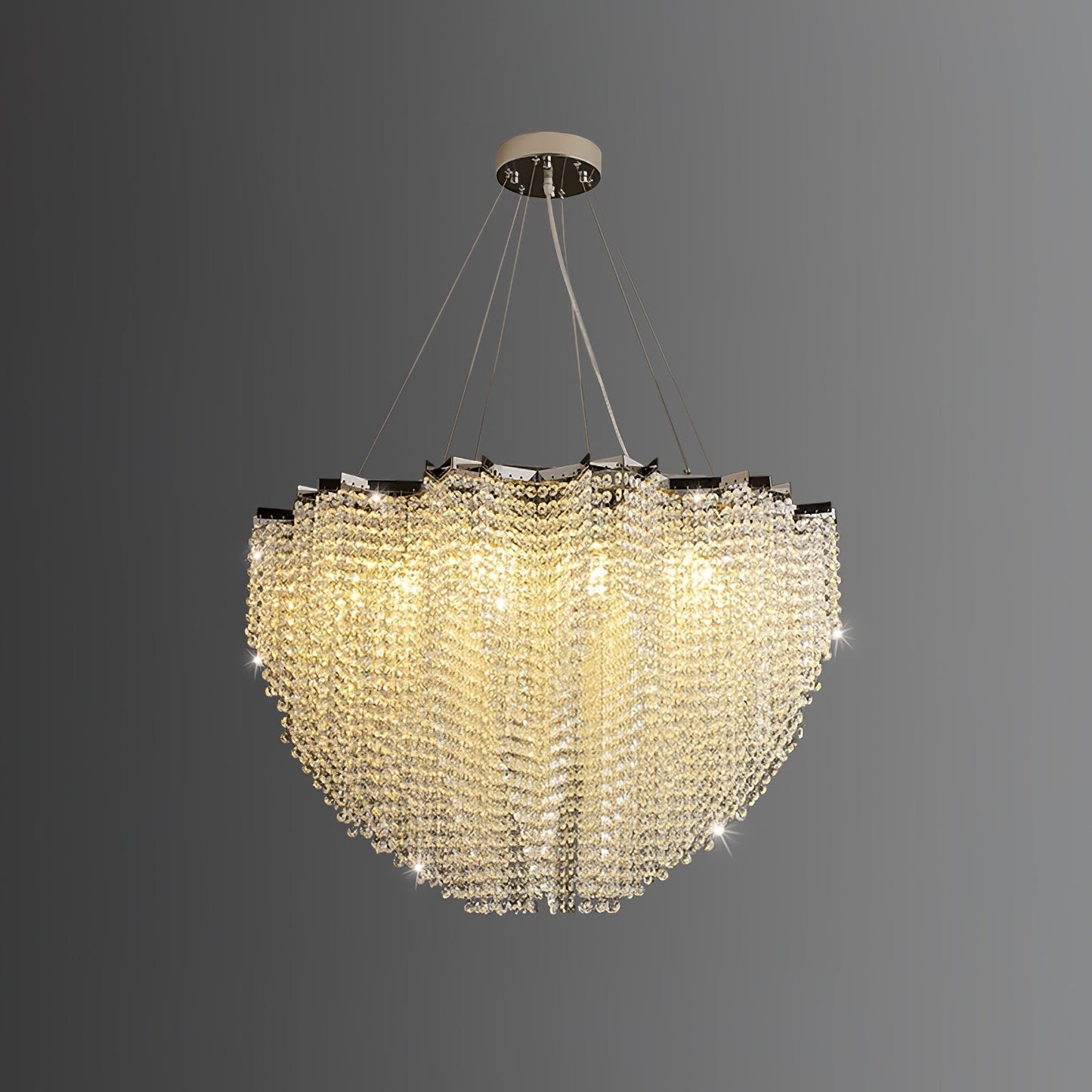 Stalizi Crystal chandelier ? 39.4″ x H 23.6″ / Dia 100cm x H 60cm / Chrome & Clear Crystal Chandelier