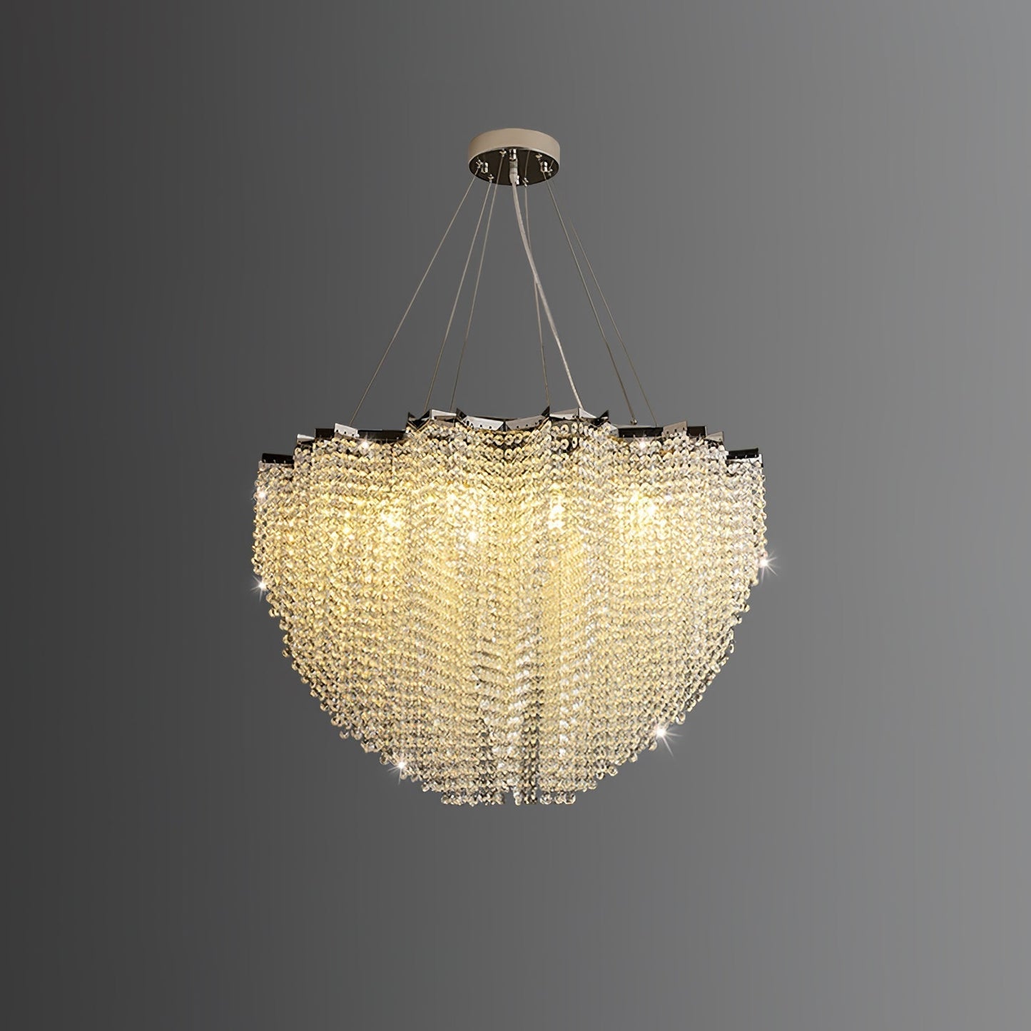 Stalizi Crystal chandelier ? 31.5″ x H 19.7″ / Dia 80cm x H 50cm / Chrome & Clear Crystal Chandelier