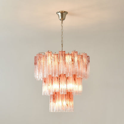 Starlight Rose Chandelier Dia 66cm x H 68cm / ? 26.1″ x H 26.8″ / Pink & Chrome Chandelier