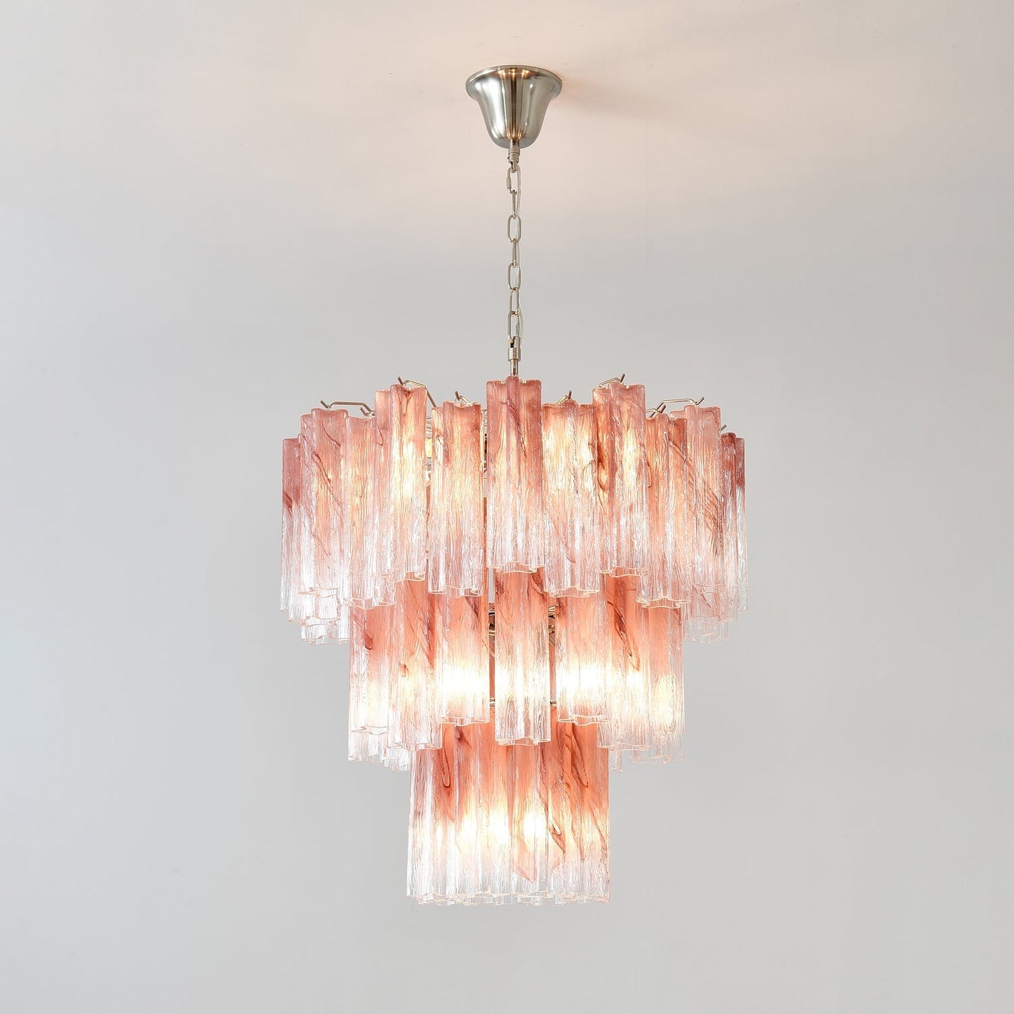 Starlight Rose Chandelier Dia 66cm x H 68cm / ? 26.1″ x H 26.8″ / Pink & Chrome Chandelier