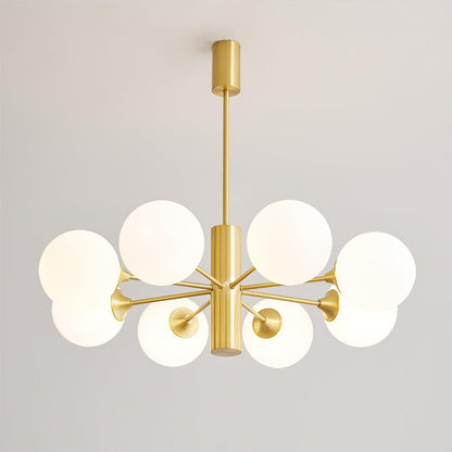 Stella Brass Chandelier 8 Heads Dia 31.5″ x H 25.6″ / Dia 80cm x H 65cm / Brass & White Chandelier