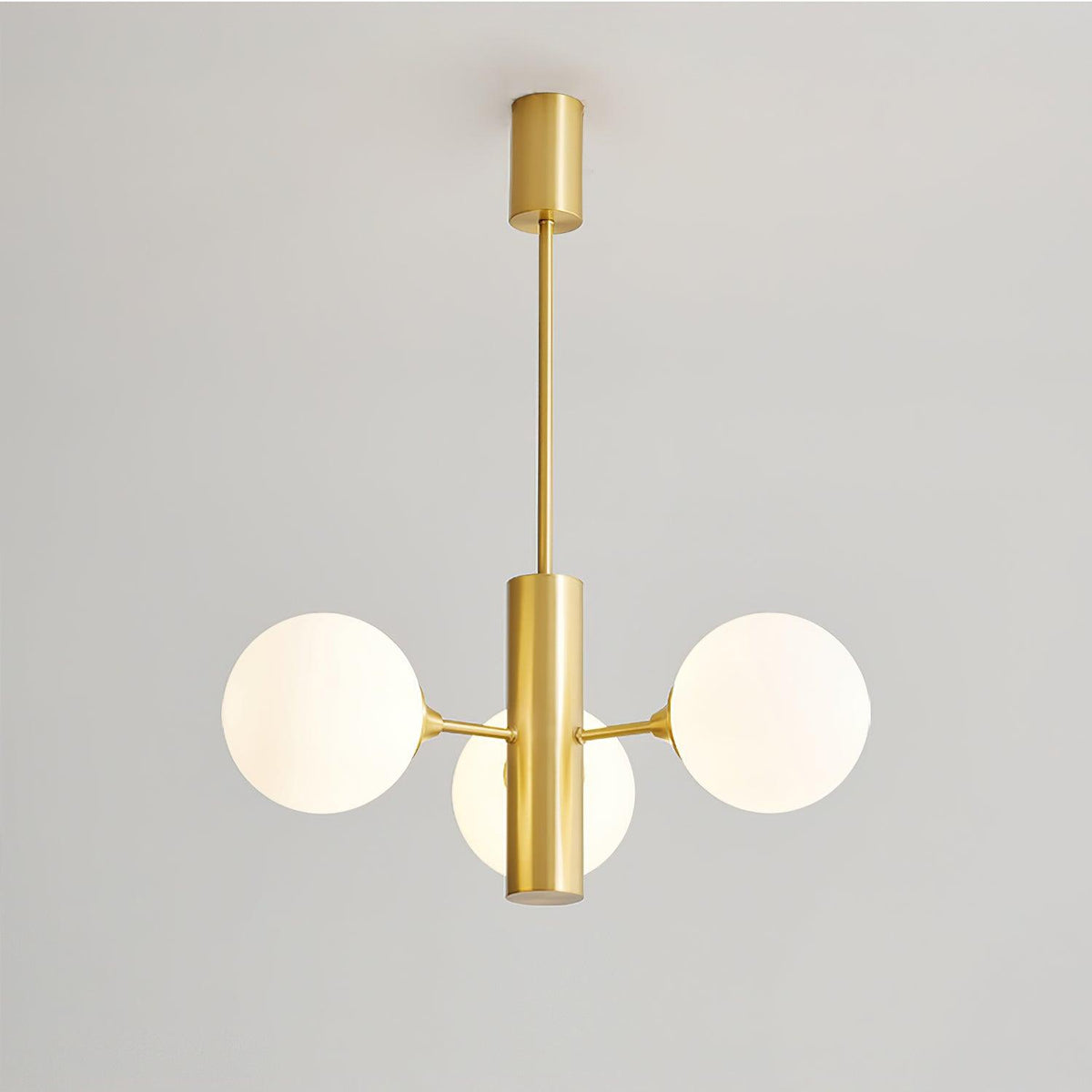Stella Brass Chandelier 3 Heads Dia 21.7″ x H 25.6″ / Dia 55cm x H 65cm / Brass & White Chandelier