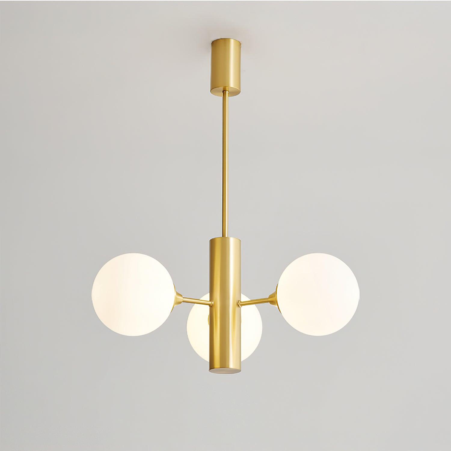 Stella Brass Chandelier 3 Heads ? 21.7″ x H 25.6″ / Dia 55cm x H 65cm / Brass & White Chandelier