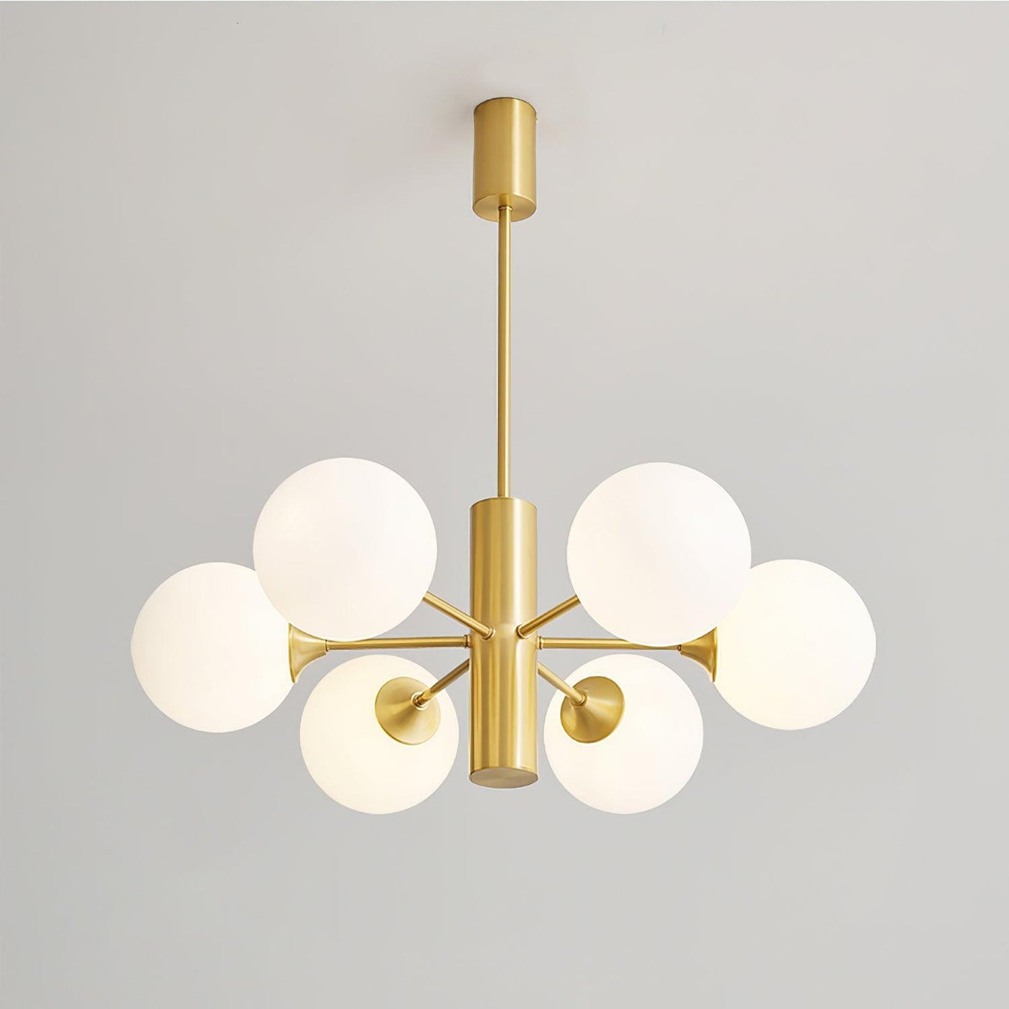 Stella Brass Chandelier 6 Heads ? 27.6″ x H 25.6″ / Dia 70cm x H 65cm / Brass & White Chandelier