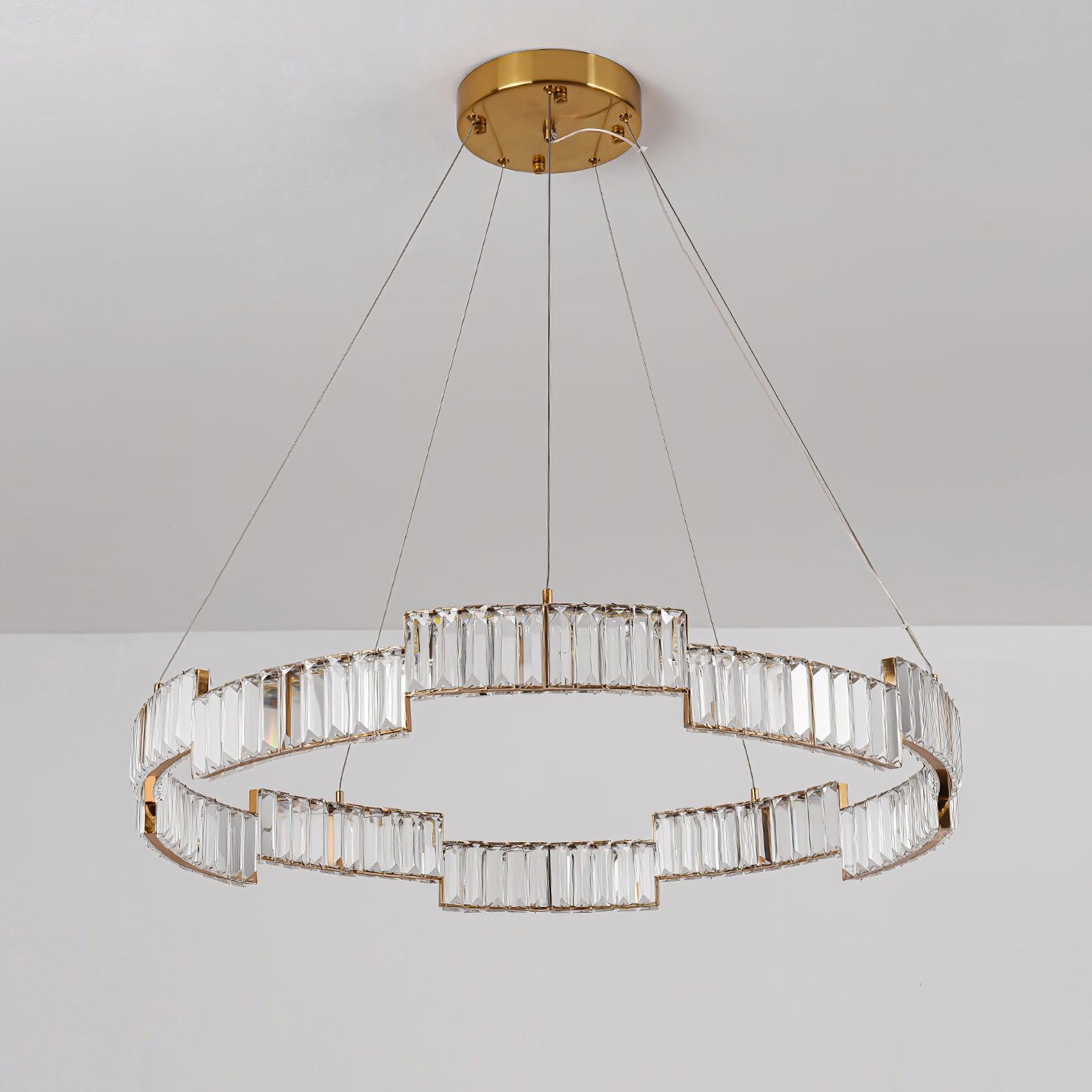 Stella Crystal Chandelier ? 15.7″ x H 3.9″ / Dia 40cm x H 10cm / Copper + Clear / Warm Light Chandelier